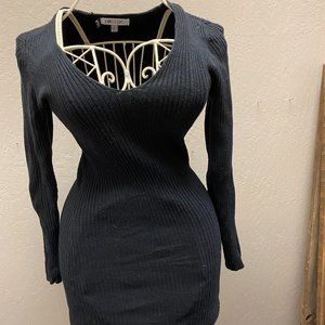 Black long sleeve sweater dress